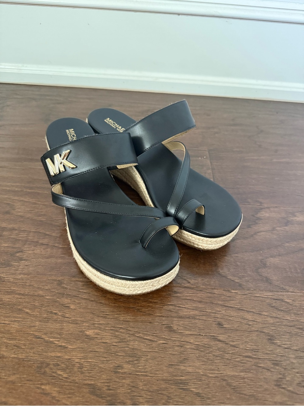 Michael Kors Women's Jilly Espadrille Platform Wedge Sandals Sz 8.5 Black